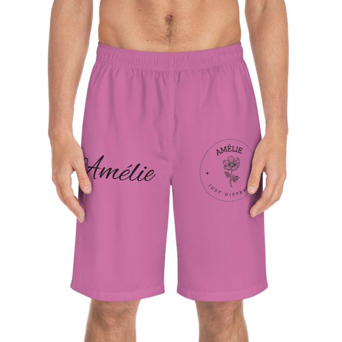 Personalized Pink Men's Board Shorts - 'Amélie Just Different' - Afbeelding 3