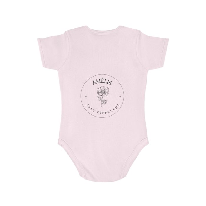 Personalized Floral Short Sleeve Baby Bodysuit | Cute Baby Shower Gift, Newborn Outfit, Unique Infant Clothes. - Afbeelding 5